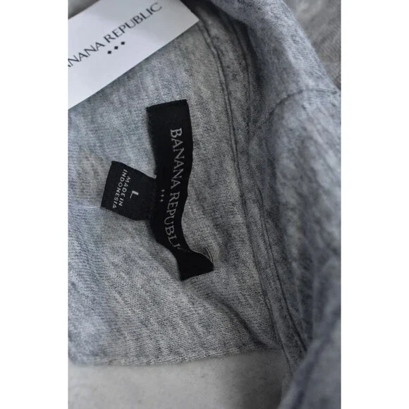 Banana Republic Hoodie Mens Large Gray Clean Fleece Pullover Heat Gry New NWT - Picture 6 of 12